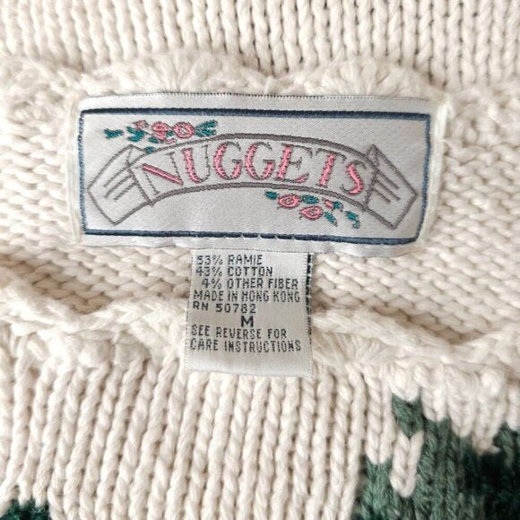 Vintage Nuggets Sweater Womens Size Medium Floral Flowers Shoulder Pads - Picture 7 of 8